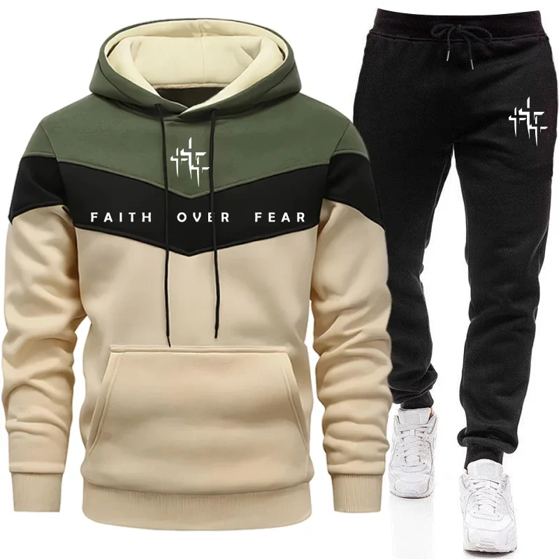 Winter Clothing For Men - Faith Over Fear Setelan Olahraga Pria,