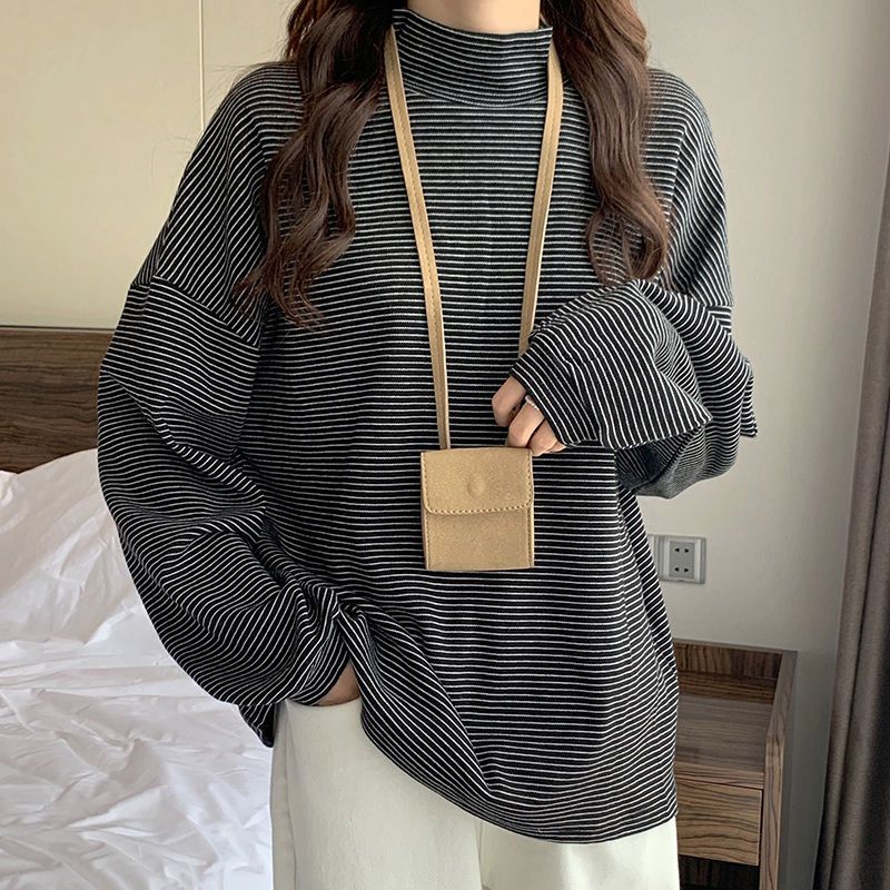 Winter Clothing Affordable - Atasan kerah tinggi lengan panjang Korea