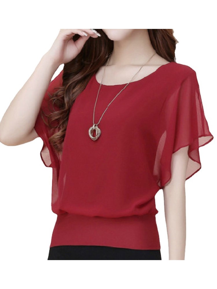 Winter Clothing Kids - Kemeja sifon lengan pendek untuk wanita,
